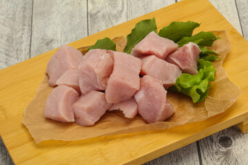 Raw fresh pork meat cube