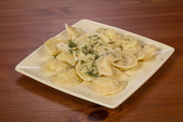 Homemade dumplings with mashed potato
