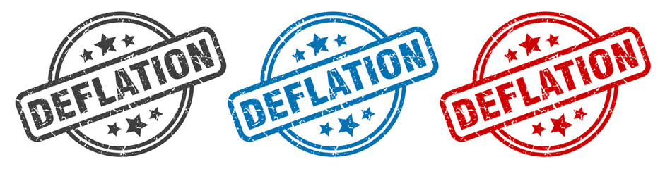 deflation stamp. deflation round isolated sign. deflation label set