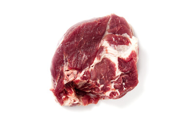 Obraz premium single fresh raw pork steak on white background.