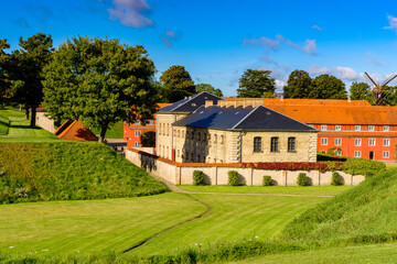 Fototapeta na wymiar Architecture of Kastellet, Copenhagen, Denmark, is one of the star fortresses in Northern Europe