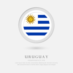 Abstract happy independence day of Uruguay country with country flag in circle greeting background