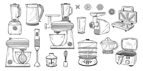 Set of different household appliances. Vector illustration