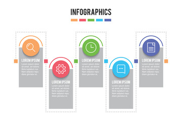 colorful timeline infographic with 5 steps design template, Infographics management, finance, analytics, presentation. vector illustration