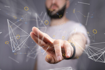 videoconference group of people talking in social network team work..