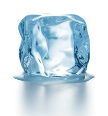 melting ice cube on white background