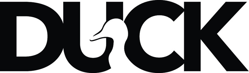 A beautiful logo of  word DUCK with  duck head in a letter UC