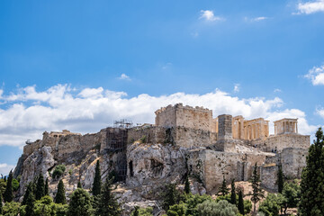 Acropolis of Athens, view from Areopagus hill in Greece