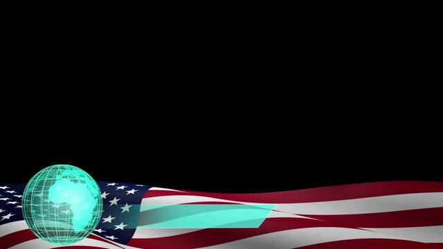 American flag and holographic globe lower third with alpha channel.