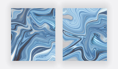 Blue liquid ink painting abstract pattern