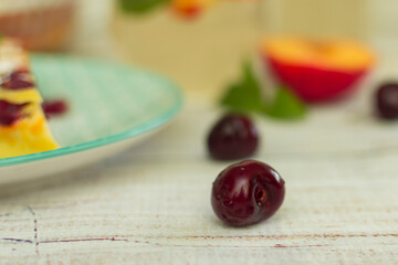 fresh cherries on the table