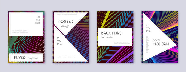 Stylish brochure design template set. Rainbow abst