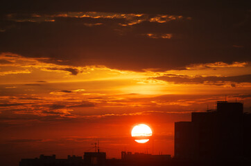Evening sun over the city