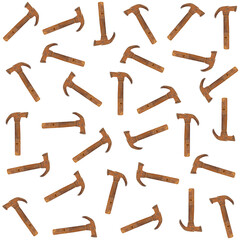 Seamless pattern of old rusty hammers