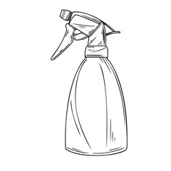 Sketch garden sprayer. Bottle aerosol isolated on a white background. Vector