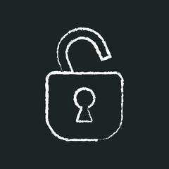 open lock, keyless, chalk icon