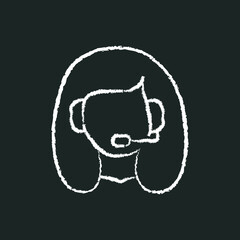 consultant girl with headset, chalk icon