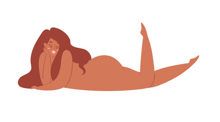 Attractive plus size woman. Body positive concept with beautiful overweight girl in different poses. Love yourself, acceptance feminism movement. Vector trendy illustration, print, poster, card