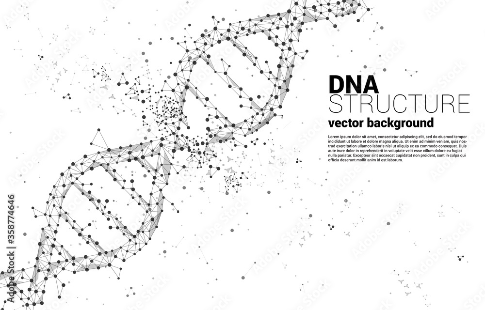 Poster vector dna genetic structure from dot connect line polygon. background concept for biotechnology and