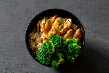Baked Honey Mustard Chicken with broccoli on the rice