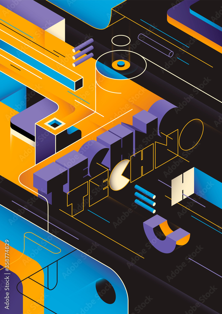 Poster technology background with abstraction. vector illustration.
