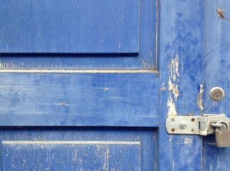 old blue door with lock