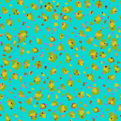 Spotted seamless pattern, bright abstract background with cage