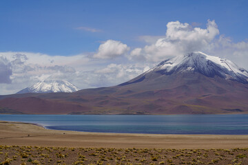 Laguna Miscanti and Miscanti volcano in Atacama desert, Chile