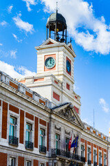 It's House of the Post Office on the Puerta del Sol, Madrid, Spain. Puerta del Sol is the centre...
