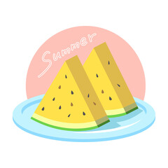 黄色いすいかのイラスト