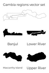 Gambia map with shapes of regions. Blank vector map of the country with regions. Borders of the country for your infographic. Vector illustration.
