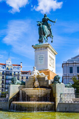Fototapeta premium It's Philip IV monument in Plaza de Oriente, Madrid, Spain. Philip IV was a king of Spain