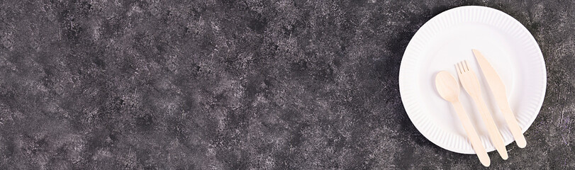 Concept recycle. Table serving with eco-friendly cutlery