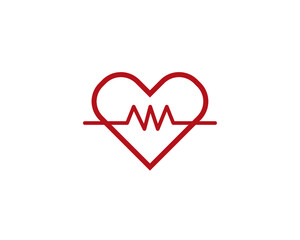 Heart rate icon - health monitor. Red Heart Rate.Blood pressure vector icon, heart cardiogram, good health logo, healthy pulse flat symbol, medical pulsometer element