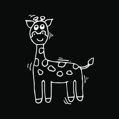 Cute little giraffe in cartoon style on white background, vector illustration.