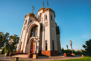 Church with Golden domes on Mamaev Kurgan in Volgograd