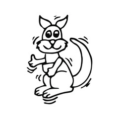 Vector illustration of cartoon Kangaroo. Coloring page.
