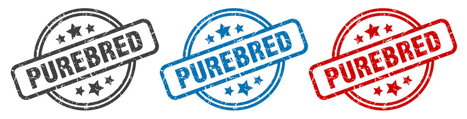 purebred stamp. purebred round isolated sign. purebred label set