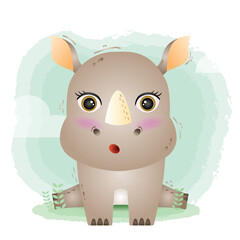cute rhino in the children's style. cute cartoon rhino vector illustration