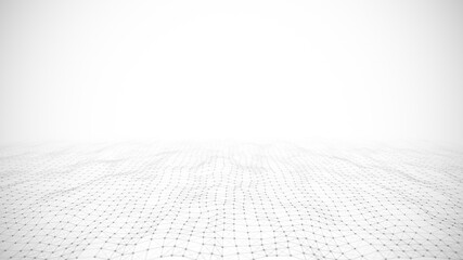 Black and white background with connecting triangulars, dots and lines. Futuristic polygonal background. 3d rendering.