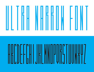 Ultra narrow condensed font. Modern minimal geometric typography. Unique letters and forms