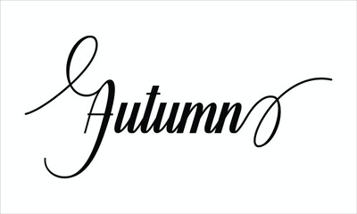 autumn Calligraphic Typographic Text on White Background