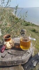 glass of beer and teapot