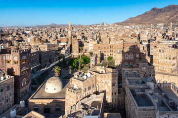 Fototapeta na wymiar It's Architecture of the Old Town of Sana'a, Yemen. UNESCO World heritage
