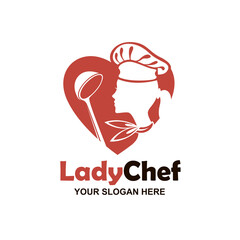 chef woman silhouette with heart isolated on white background