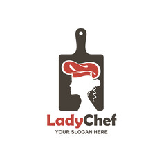 chef woman design on cutting board isolated on white background