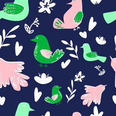 birds seamless patterns