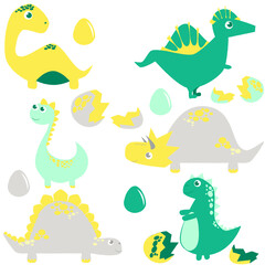 Obraz premium set of funny cartoon dinosaurs
