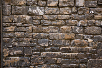 Antique brickwirk or stone wall. Grunge concept. Abstract brown texture or background in retro style.