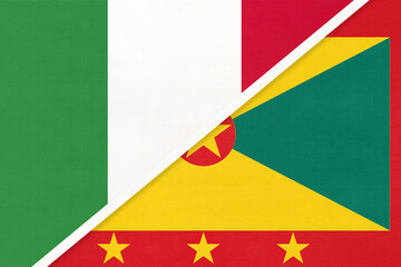 Italy and Grenada, symbol of two national flags from textile. Championship between two countries.